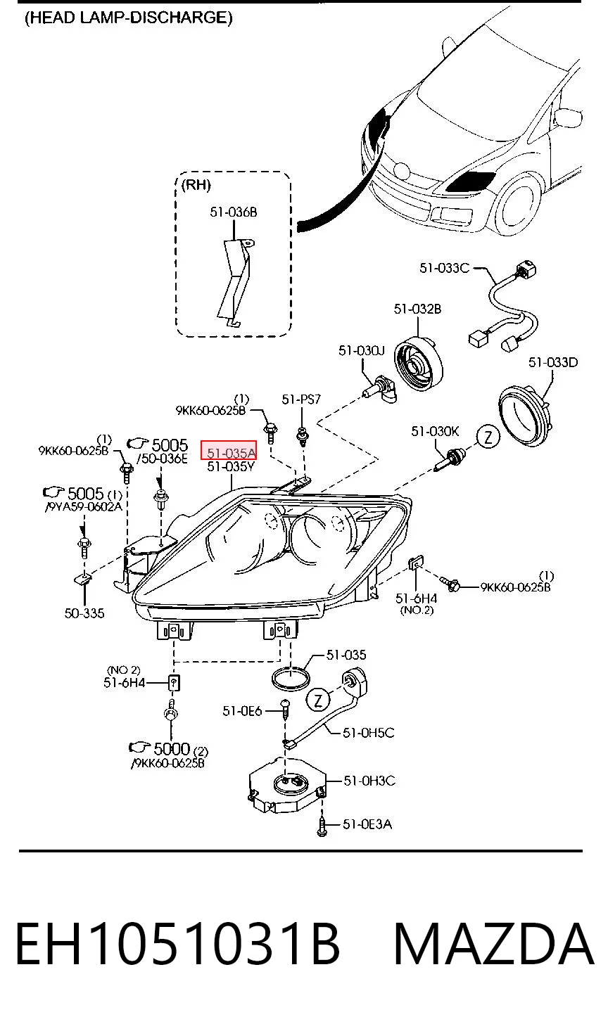 Faro derecho MAZDA EH1051031B