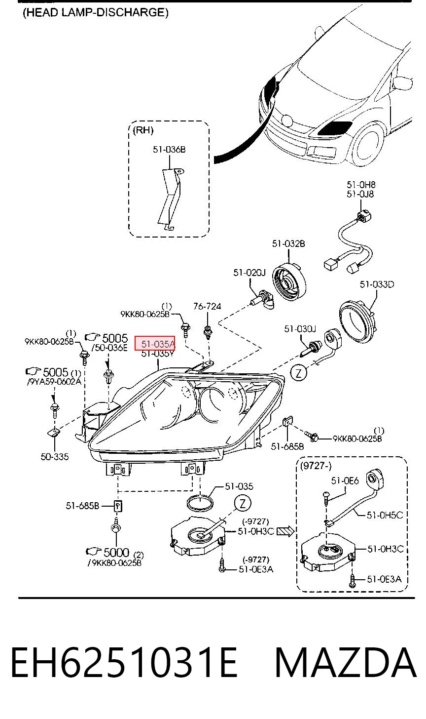 Faro delantero derecho Mazda CX-7  (ER)