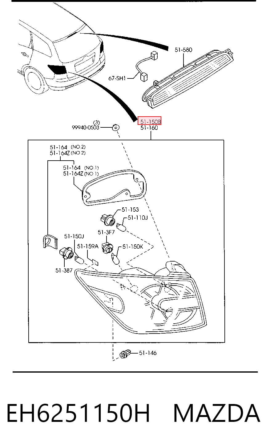 Piloto trasero derecho para Mazda CX-7  ER