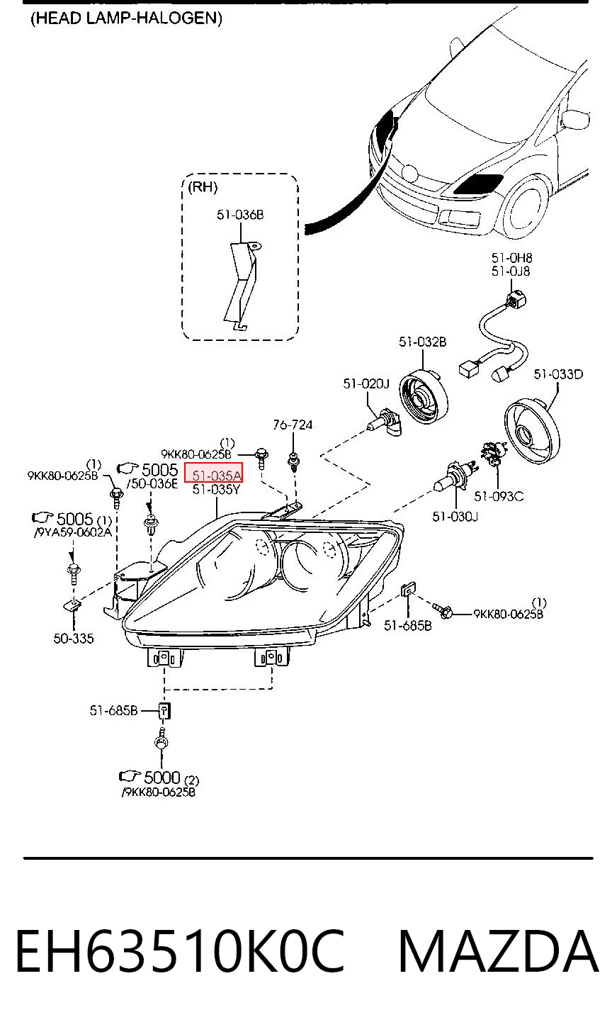 Faro derecho MAZDA EH63510K0C