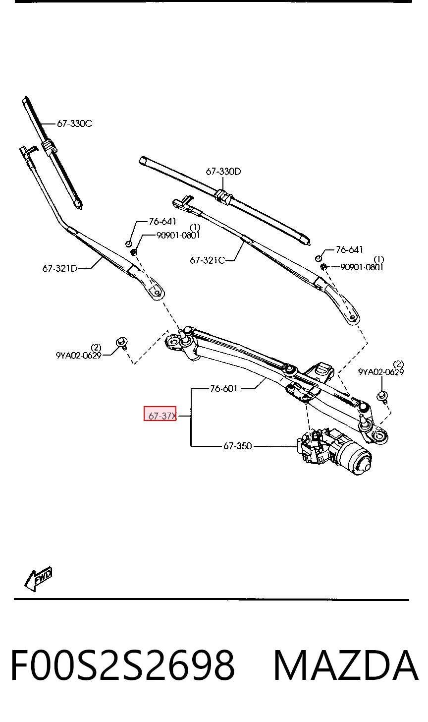 Varillaje de limpiaparabrisas para Mazda 3  BK12