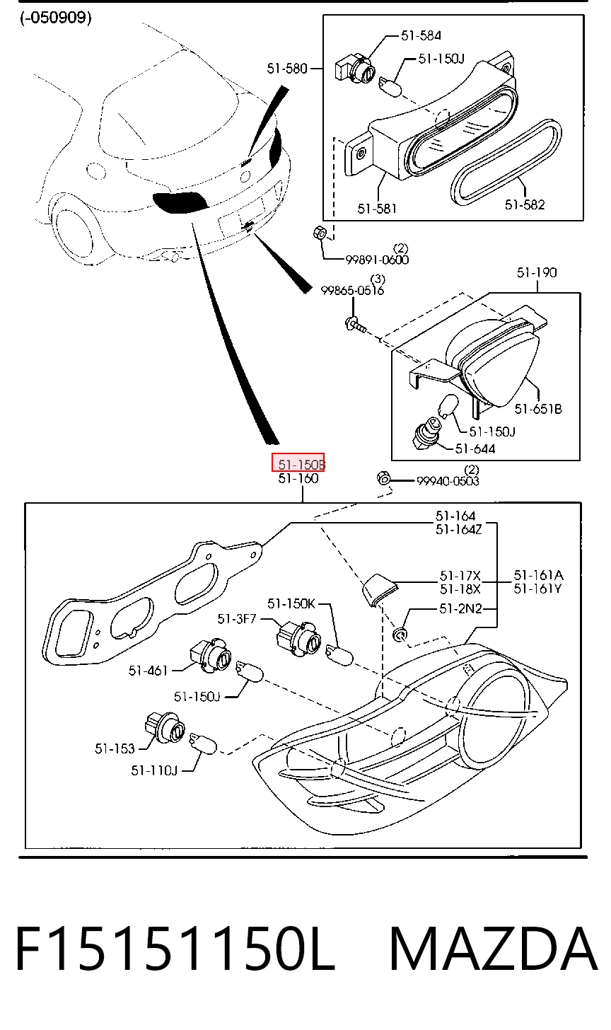 Piloto trasero derecho para Mazda RX-8 SE