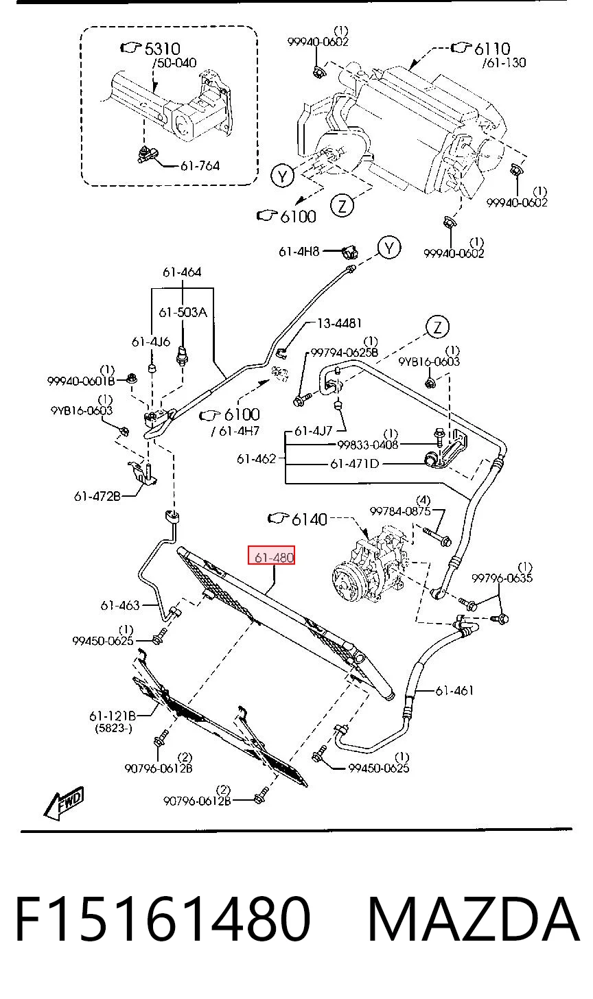 F15161480 Mazda Radiador de aire acondicionado