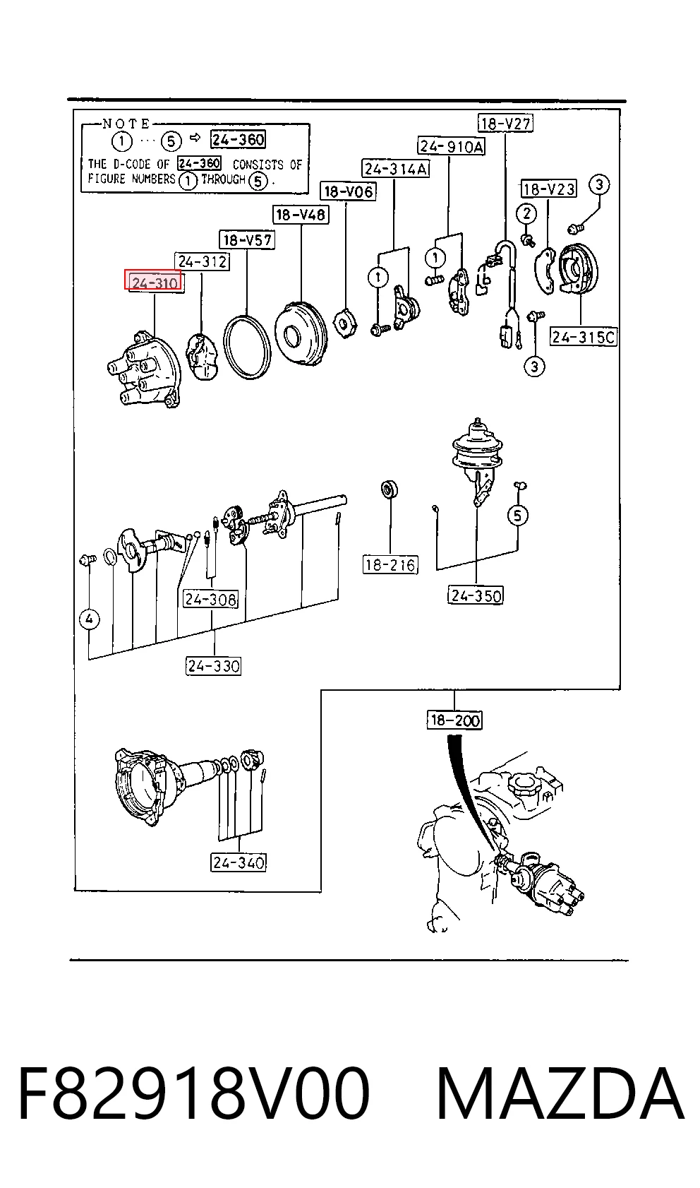 Tapa del distribuidor de encendido F82918V00 MAZDA