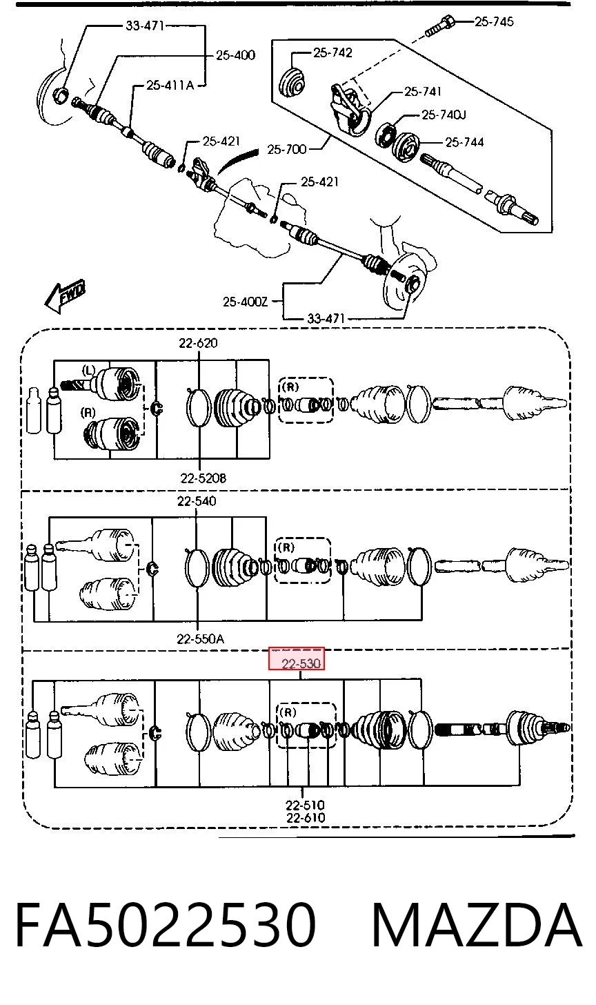 Fuelle de palier delantero exterior para Mazda 323 BJ