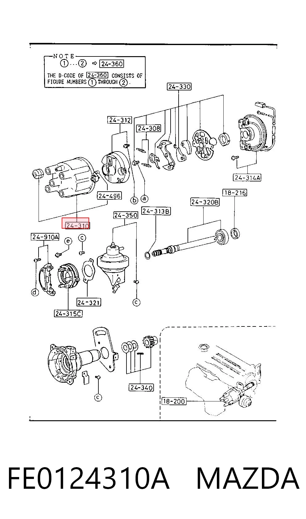 Tapa de delco para Mazda 626 II (GC)