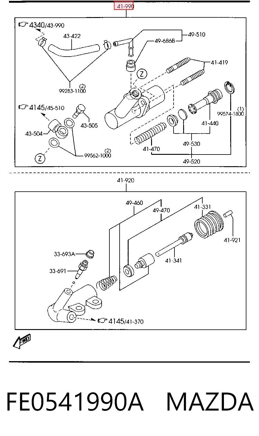 Cilindro maestro de embrague FE0541990A MAZDA