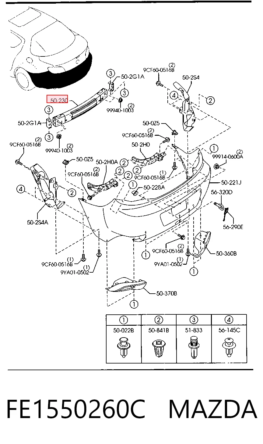 Refuerzo parachoques trasero para Mazda RX-8  SE