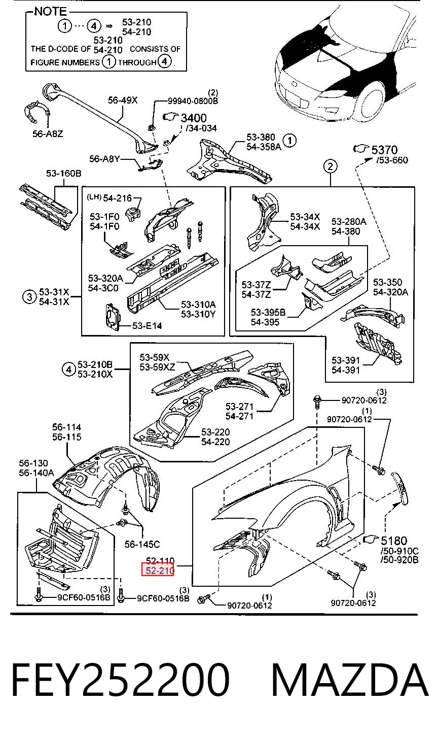 Aleta delantera izquierda para Mazda RX-8 SE