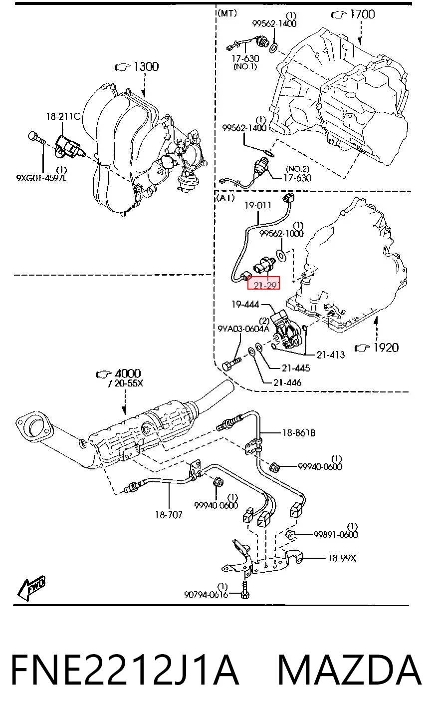 FNE2212J1A Mazda Sensor de presión de aceite de la caja de cambios
