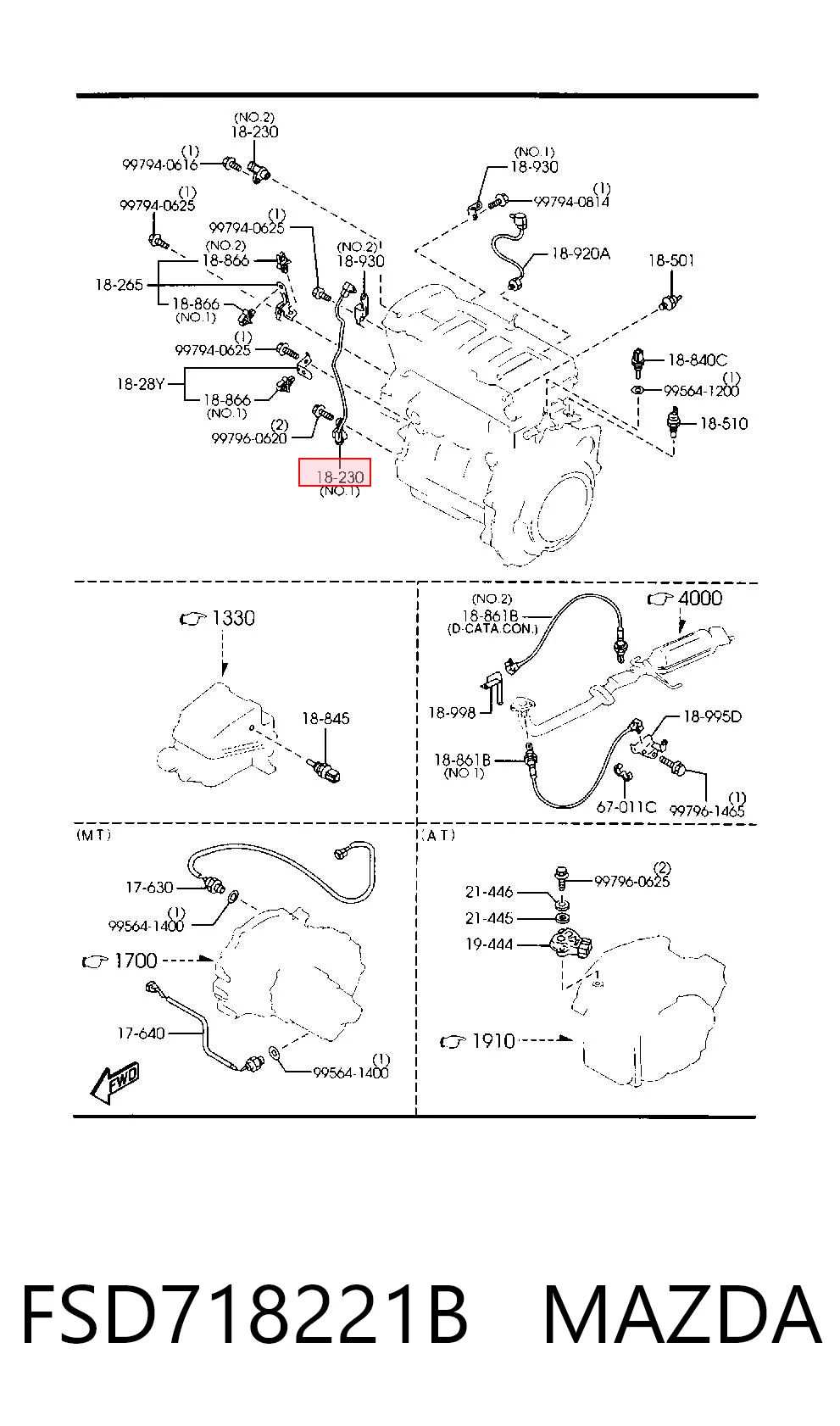 FSD718221B Mazda Sensor de posición del cigüeñal