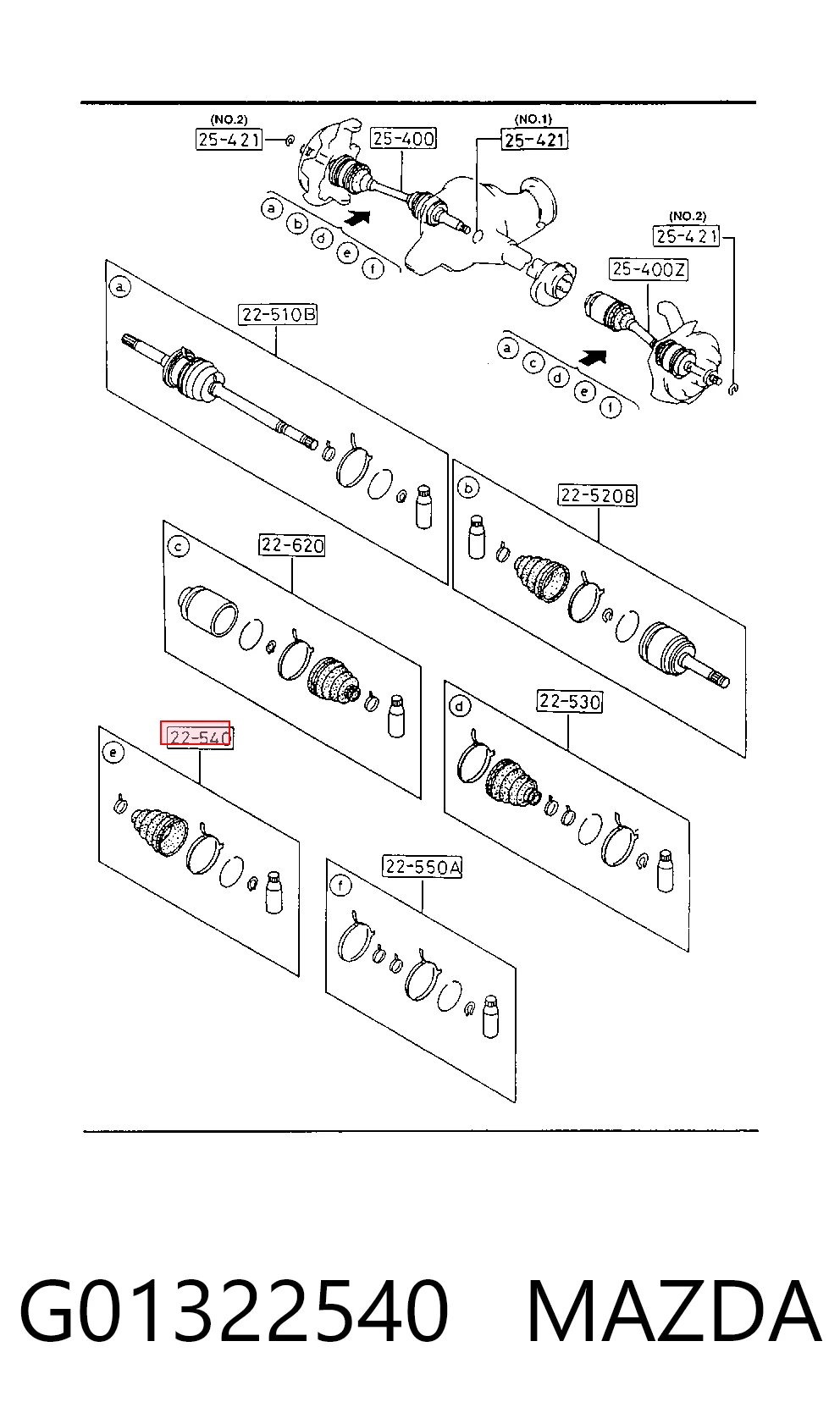 Fuelle, semieje delantero interior Mazda 626 III (GD)