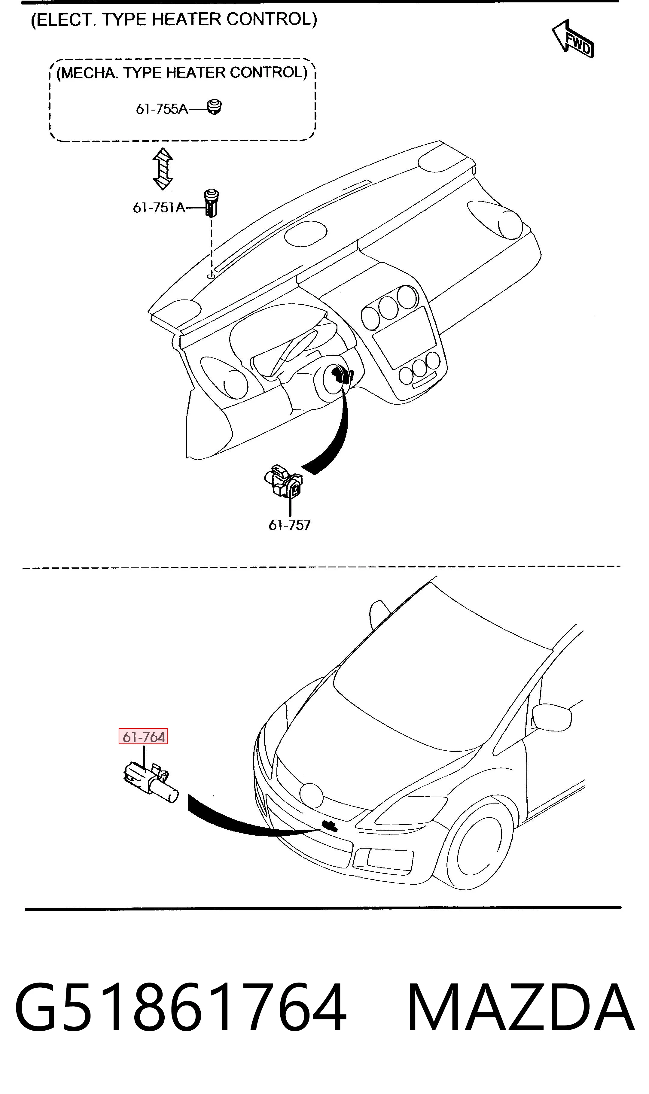 G51861764 Mazda Sensor de temperatura ambiente