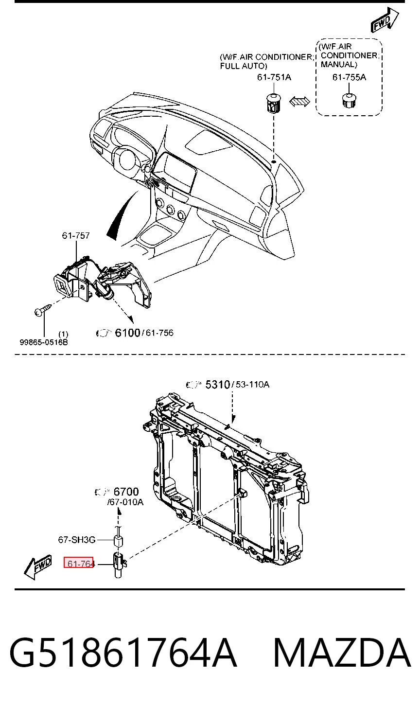 G51861764A Mazda Sensor de temperatura ambiente