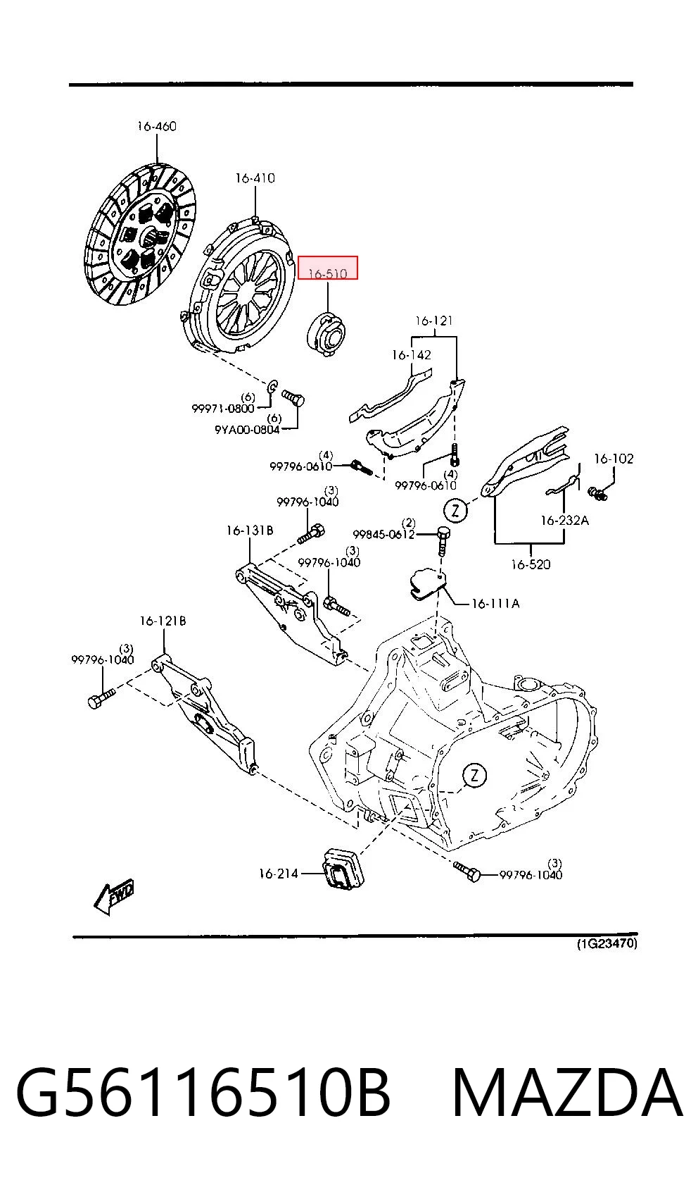 Cojinete de embrague G56116510B MAZDA