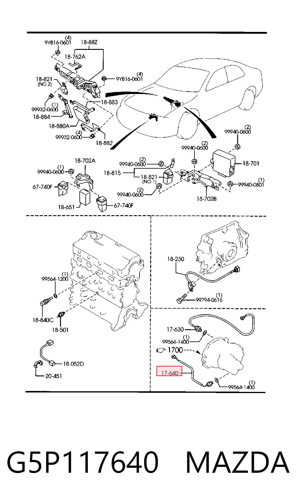 G5P117640 Mazda Interruptor de marcha atras