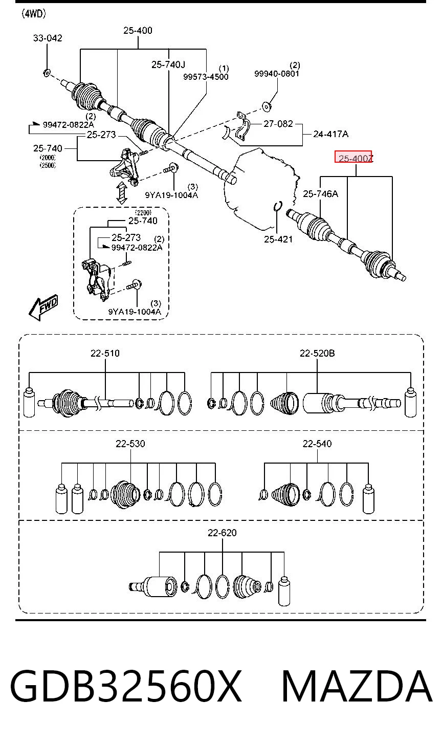 Junta homocinética para Mazda 6  GJ, GL