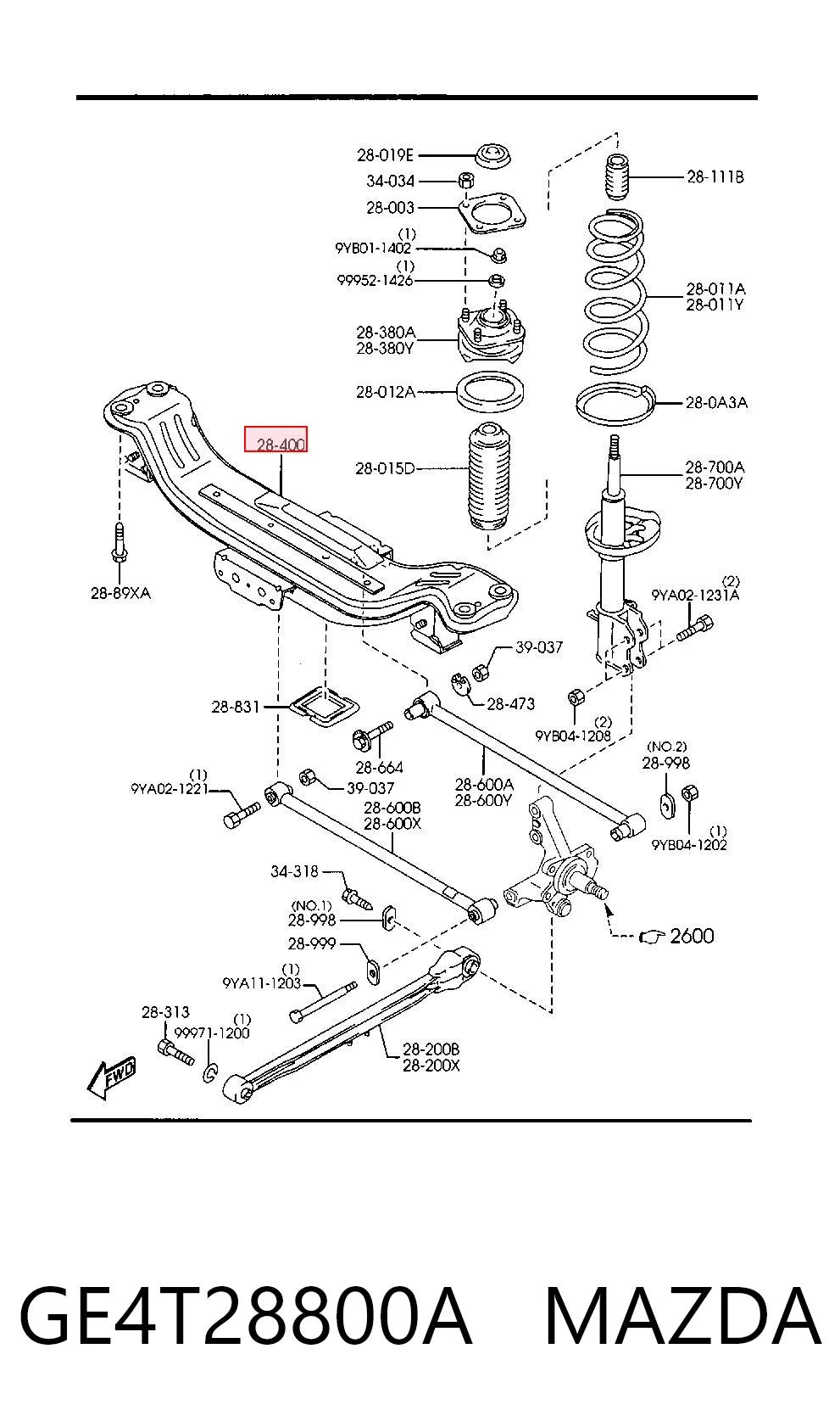 Puente trasero para Mazda 626 V GF