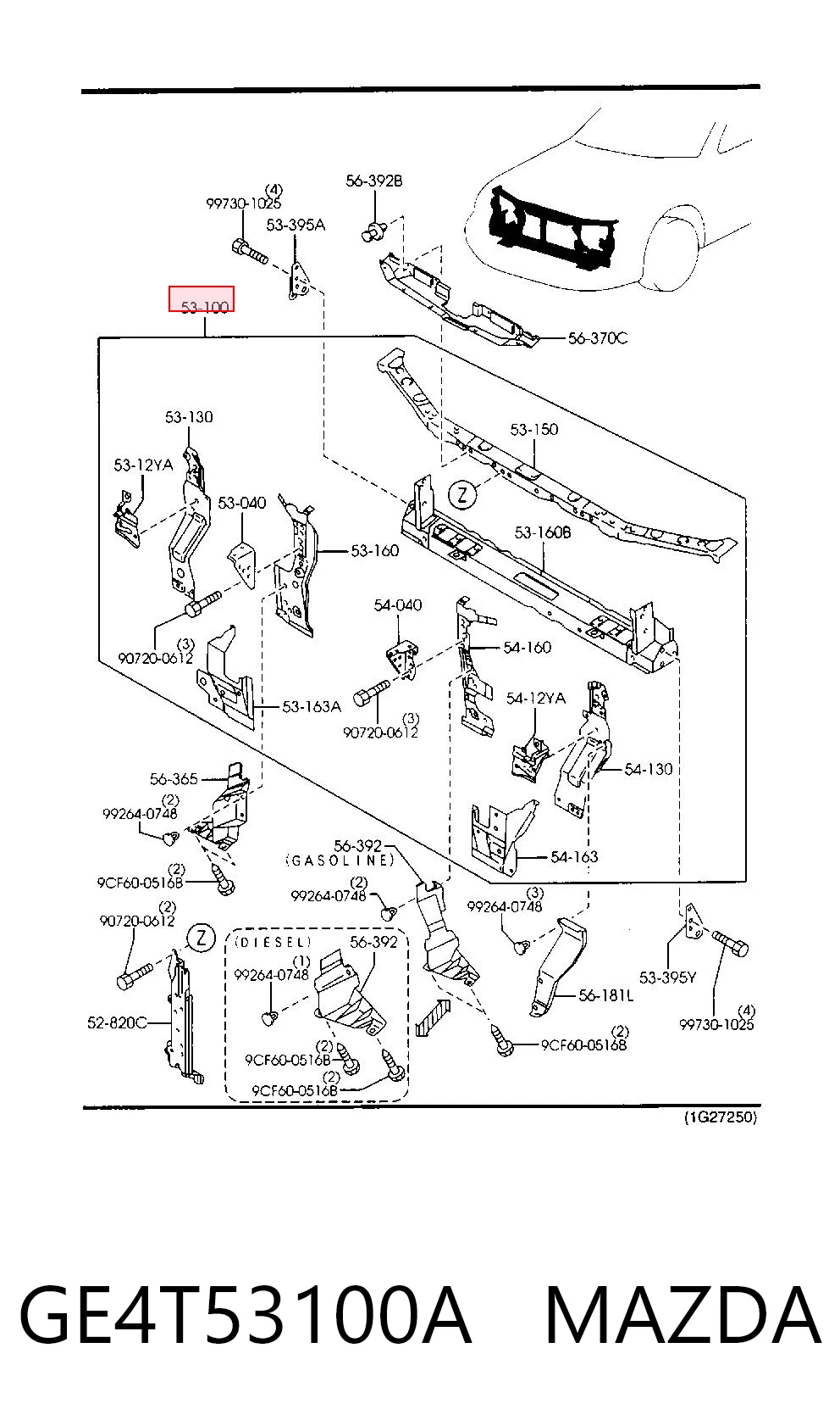 Comprar Panel de soporte del radiador y montaje de faros Mazda 626 V GF a bajo precio