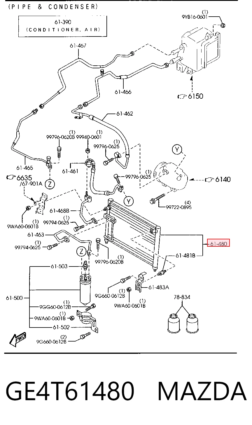 Condensador aire acondicionado para Mazda 626 GF
