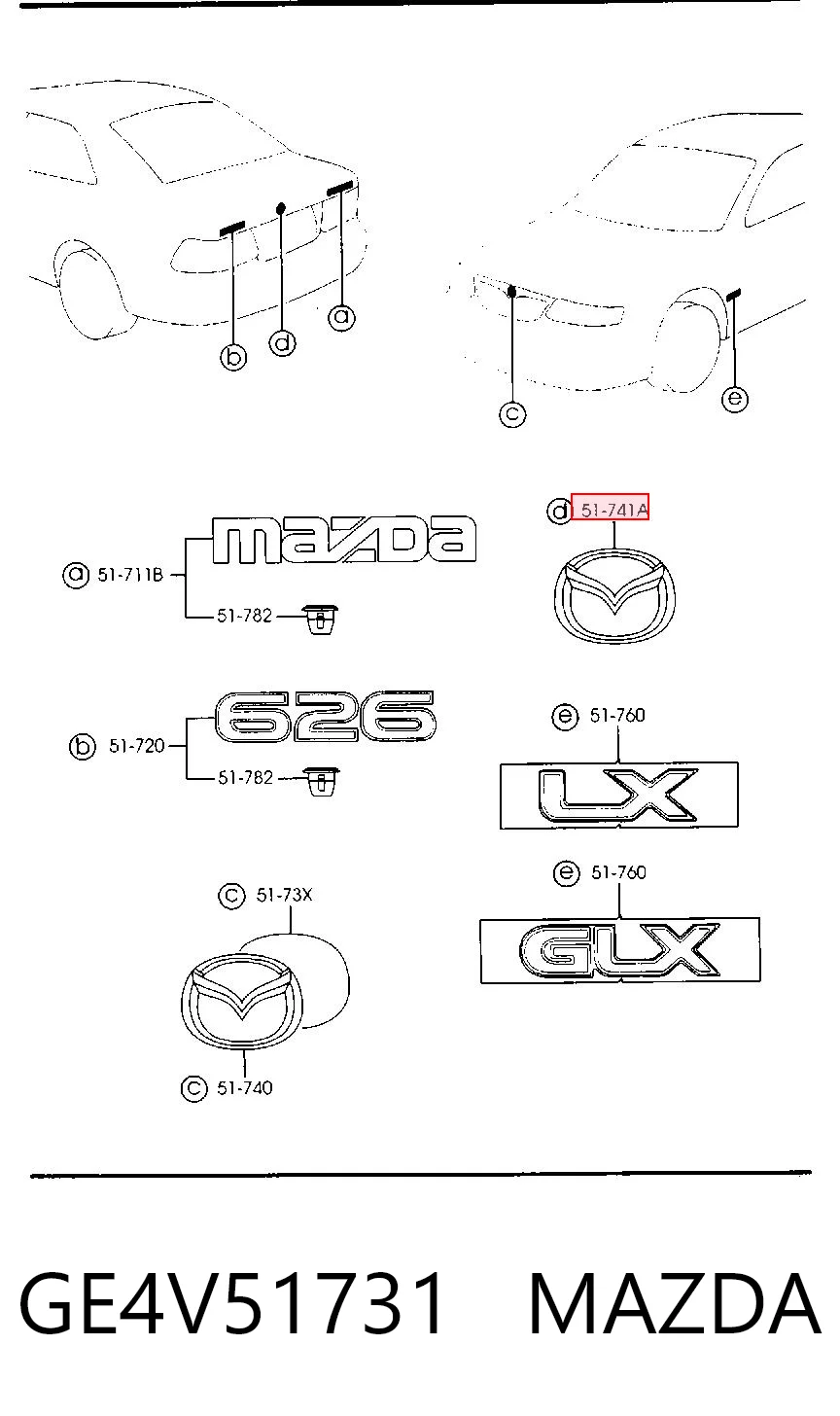 Comprar Emblema de tapa de maletero Mazda 626 V GF a bajo precio