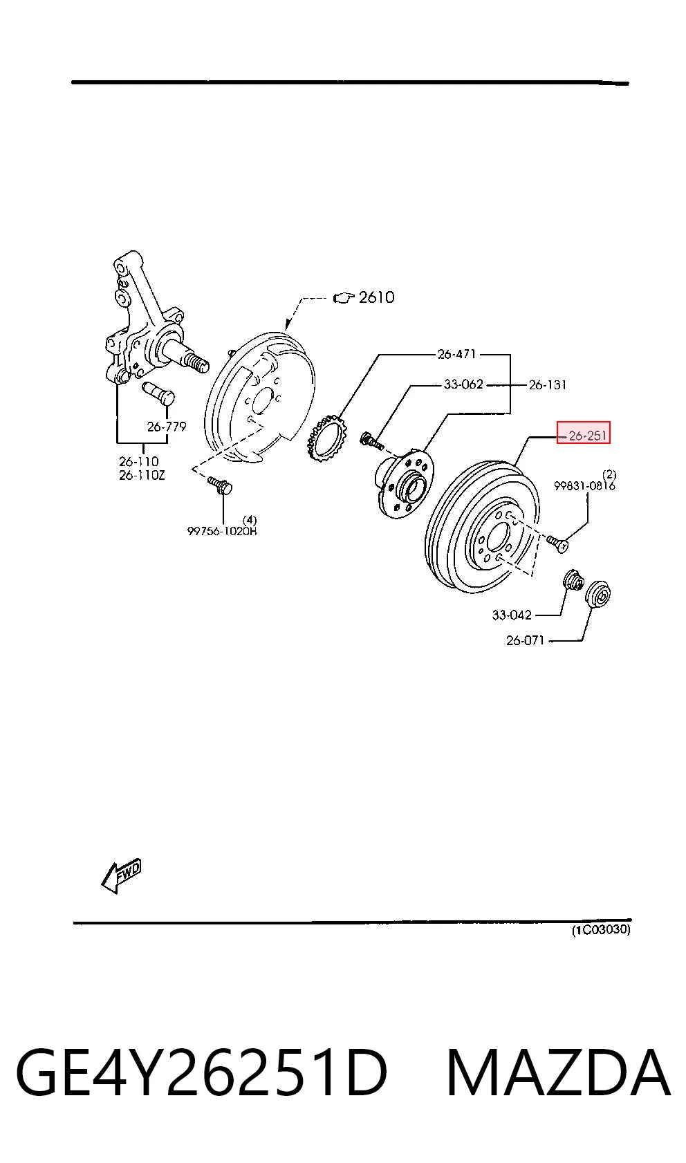 Tambor de freno trasero Mazda 626 V