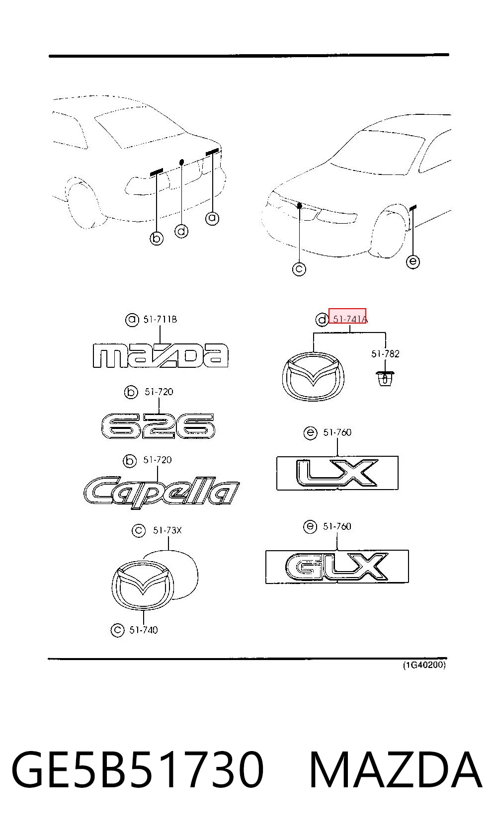 Comprar Emblema de tapa de maletero Mazda 626 V GF a bajo precio
