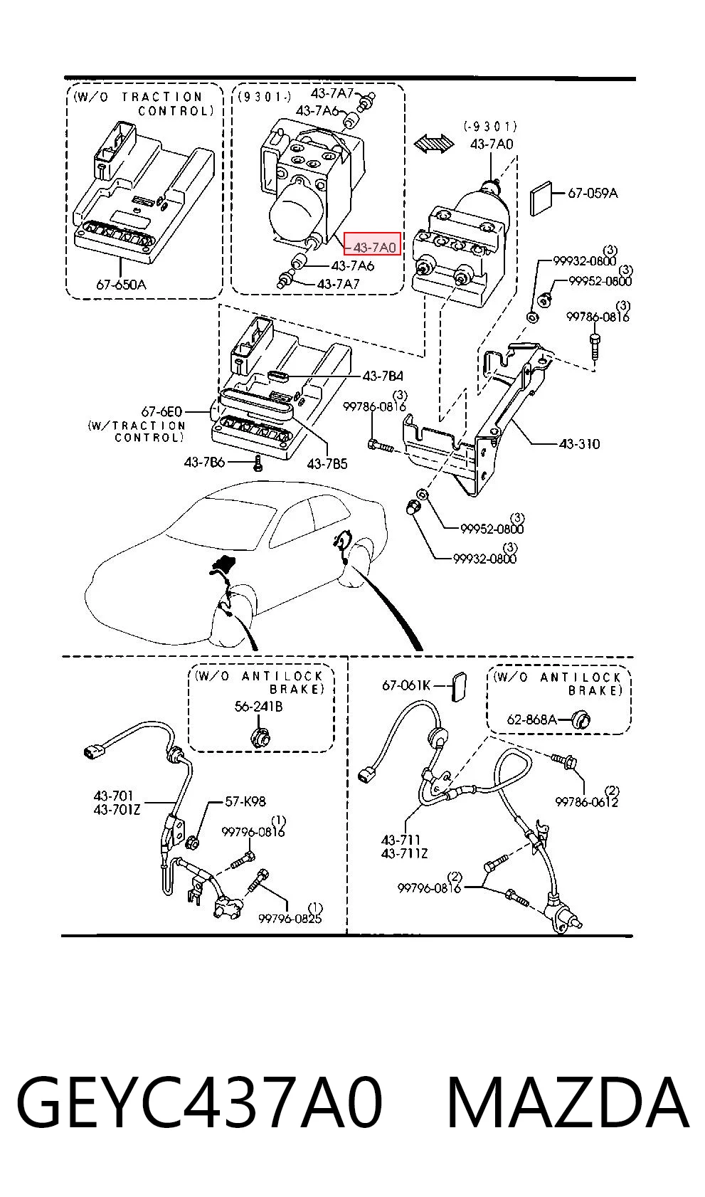 Unidad de control ABS hidráulico para Mazda 626 V GF