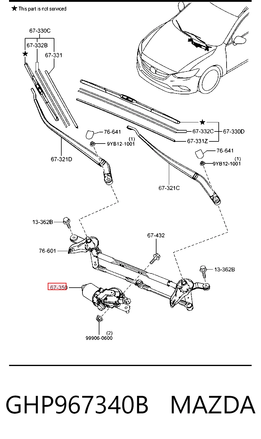 Motor del limpiaparabrisas Mazda 6 sedán (GJ, GL) (2012 - 2023) precio, desde 98,74 EUR