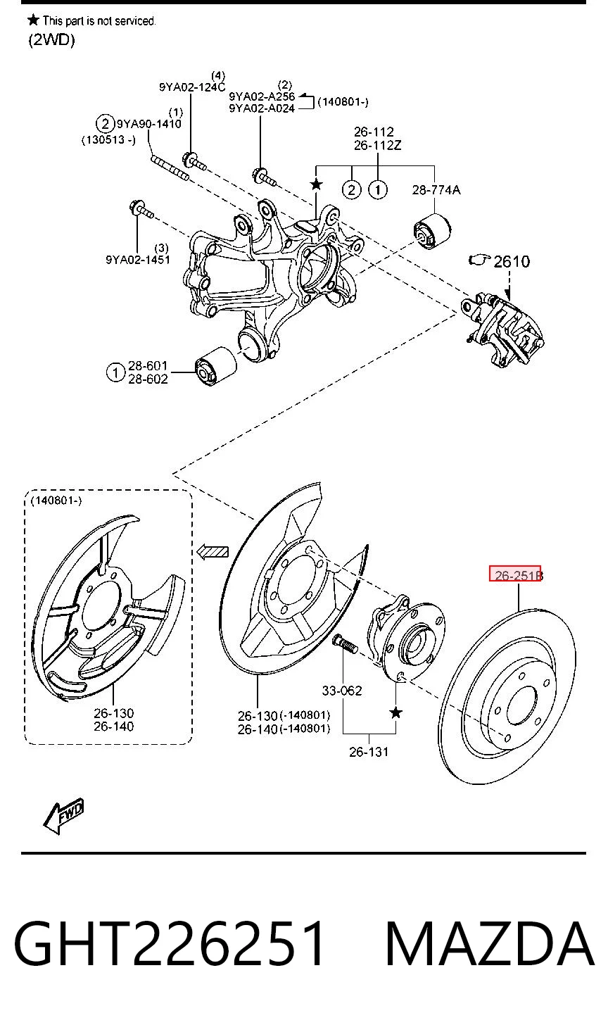 GHT226251 Mazda Freno de disco trasero