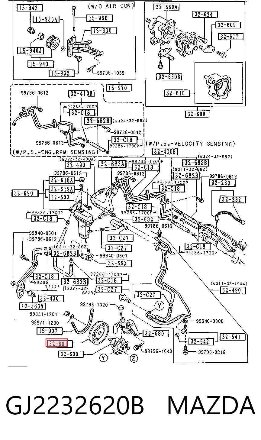 Bomba hidráulica de dirección para Mazda 626 V GF