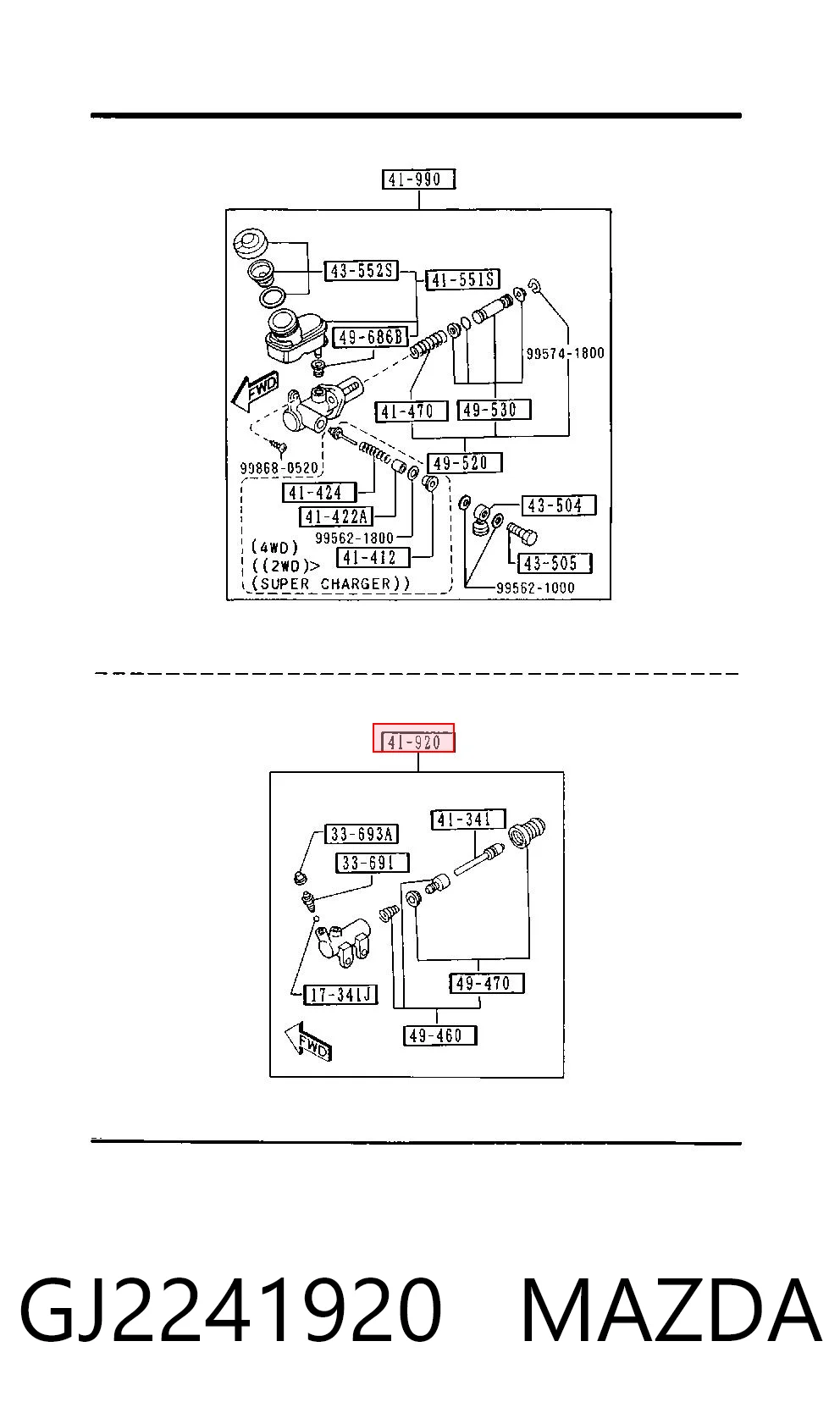 Cilindro receptor de embrague GJ2241920 MAZDA
