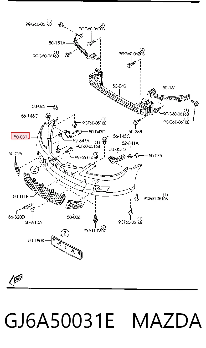 Paragolpes delantero para Mazda 6  GG