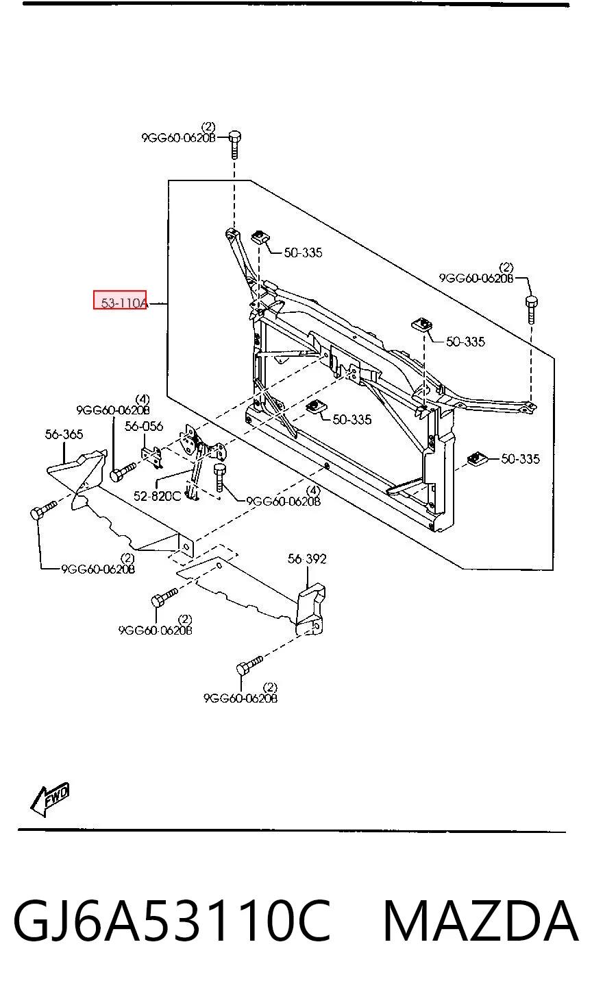 Soporte de radiador para Mazda 6 GG