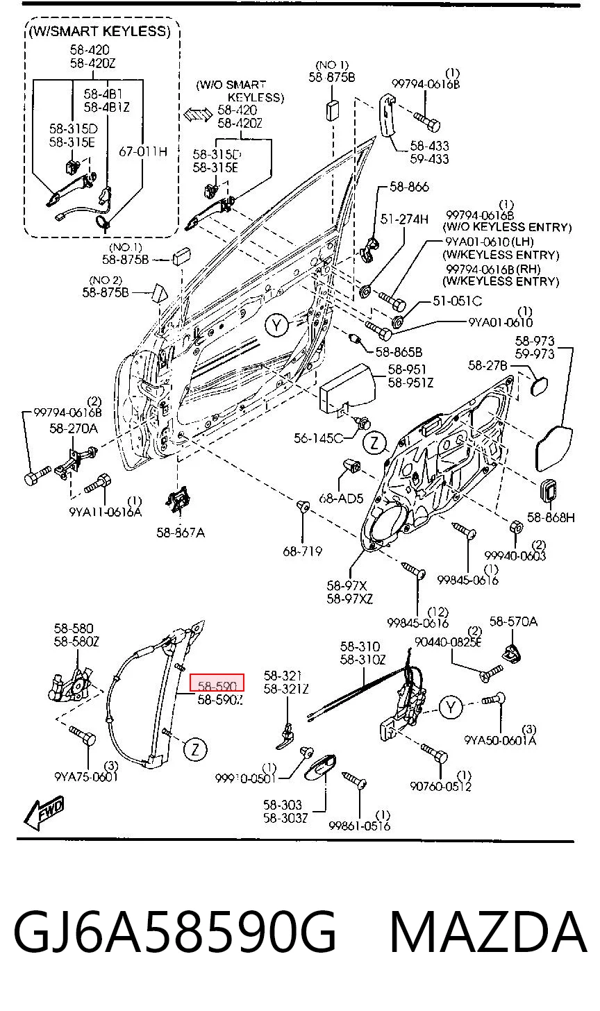 Mecanismo de elevalunas delantero derecha Mazda 6  desde 46,41 €