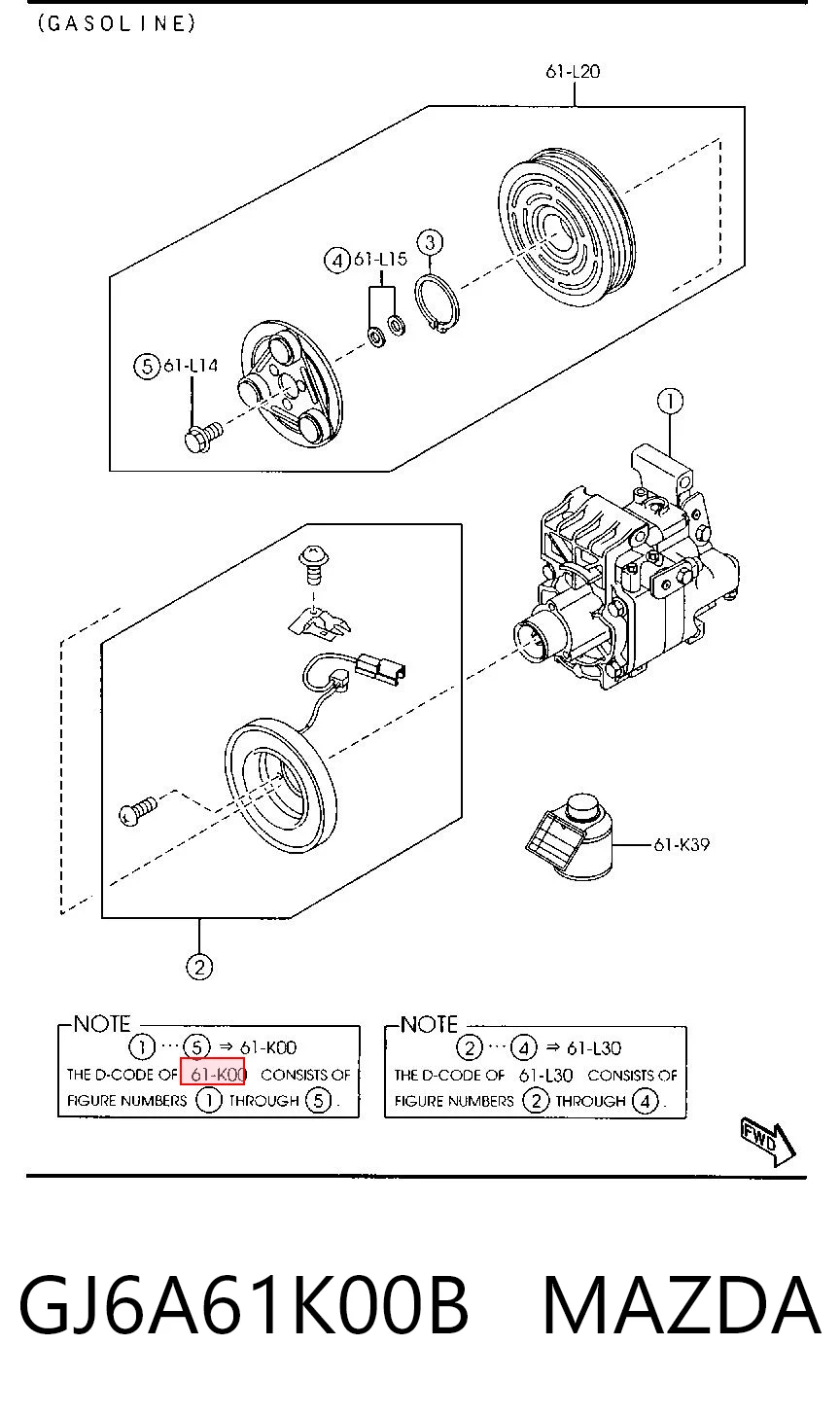 GJ6A61K00B Mazda Compresor climatizador
