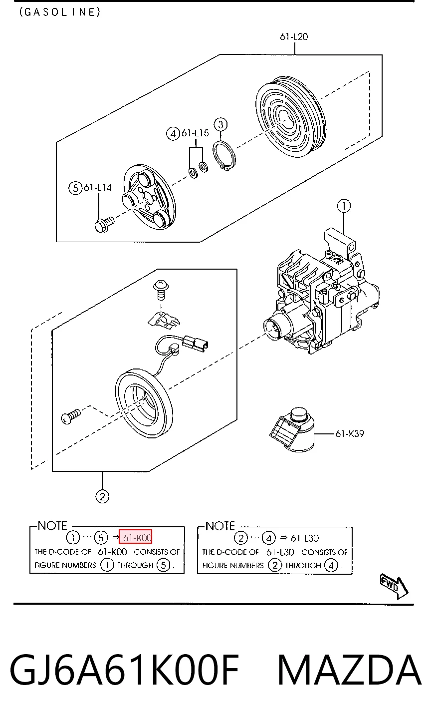 GJ6A61K00F Mazda Compresor climatizador