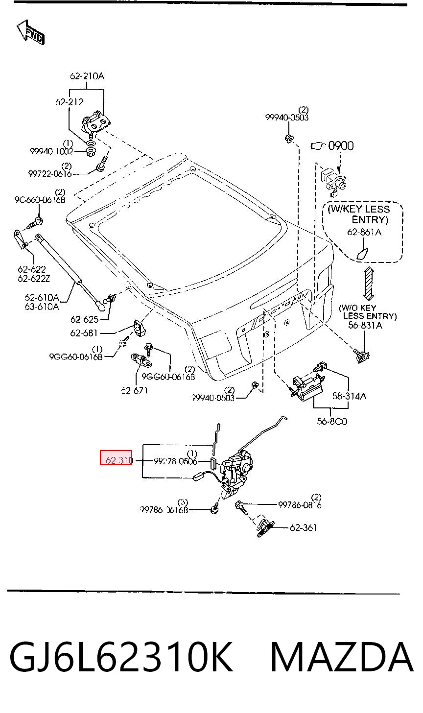 Comprar Cerradura de tapa de maletero Mazda 6  GG a bajo precio