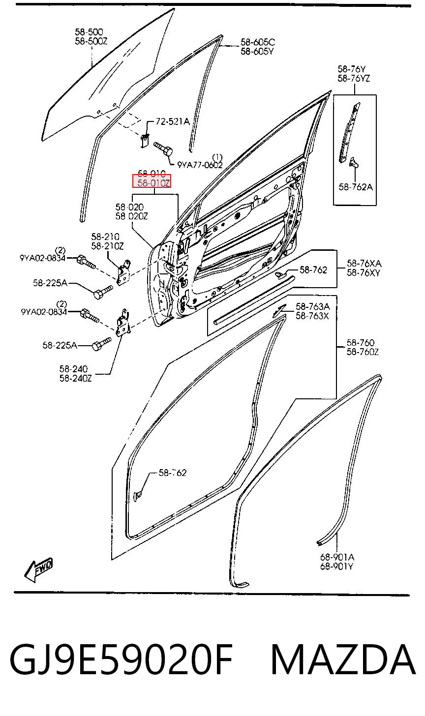 Puerta delantera para Mazda 6  GY