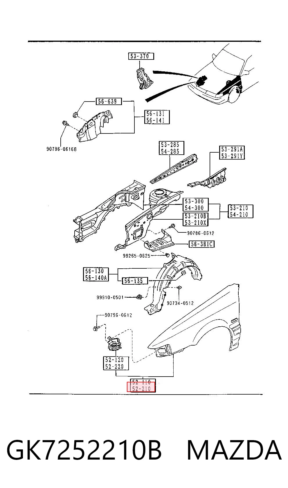 Aleta delantera izquierda para Mazda 626 GD