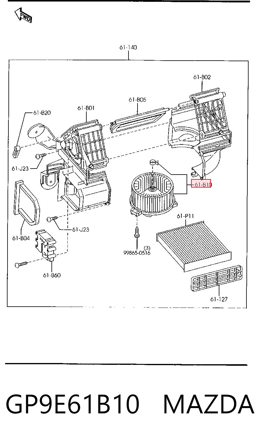 GP9E61B10 Mazda Ventilador de habitáculo