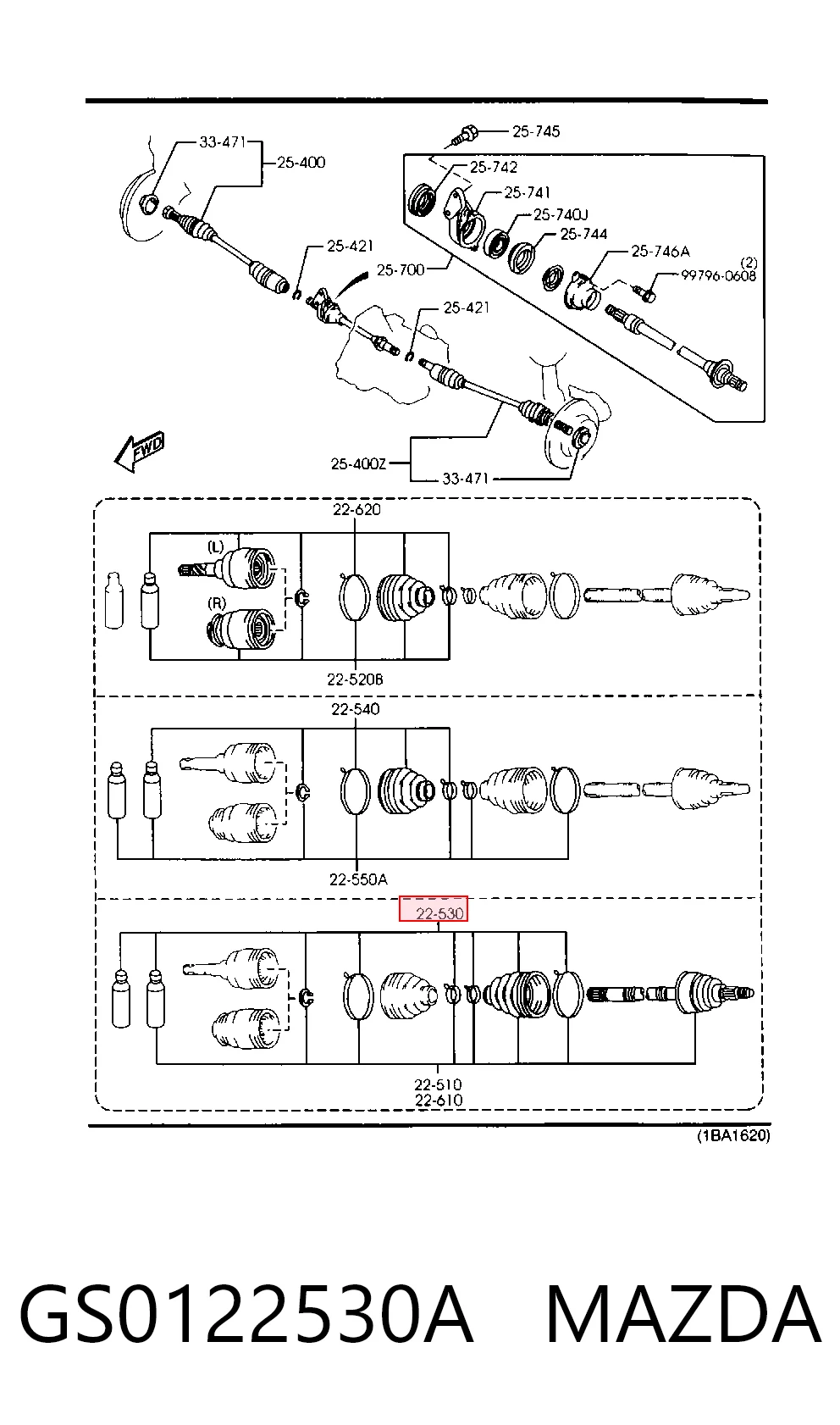 Fuelle semieje delantero exterior para Mazda 323 V (BA)