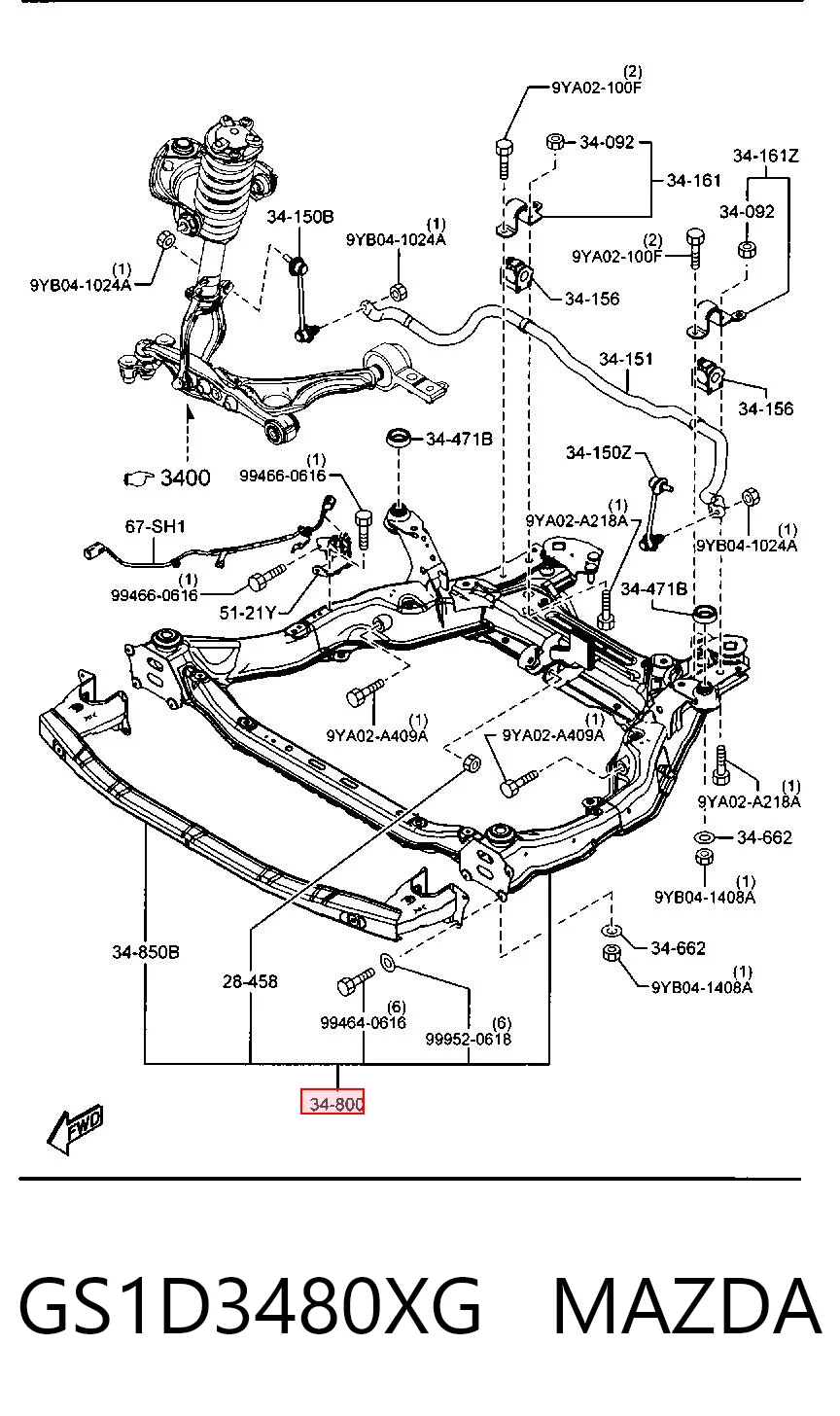 Cuna de motor para Mazda 6  GH