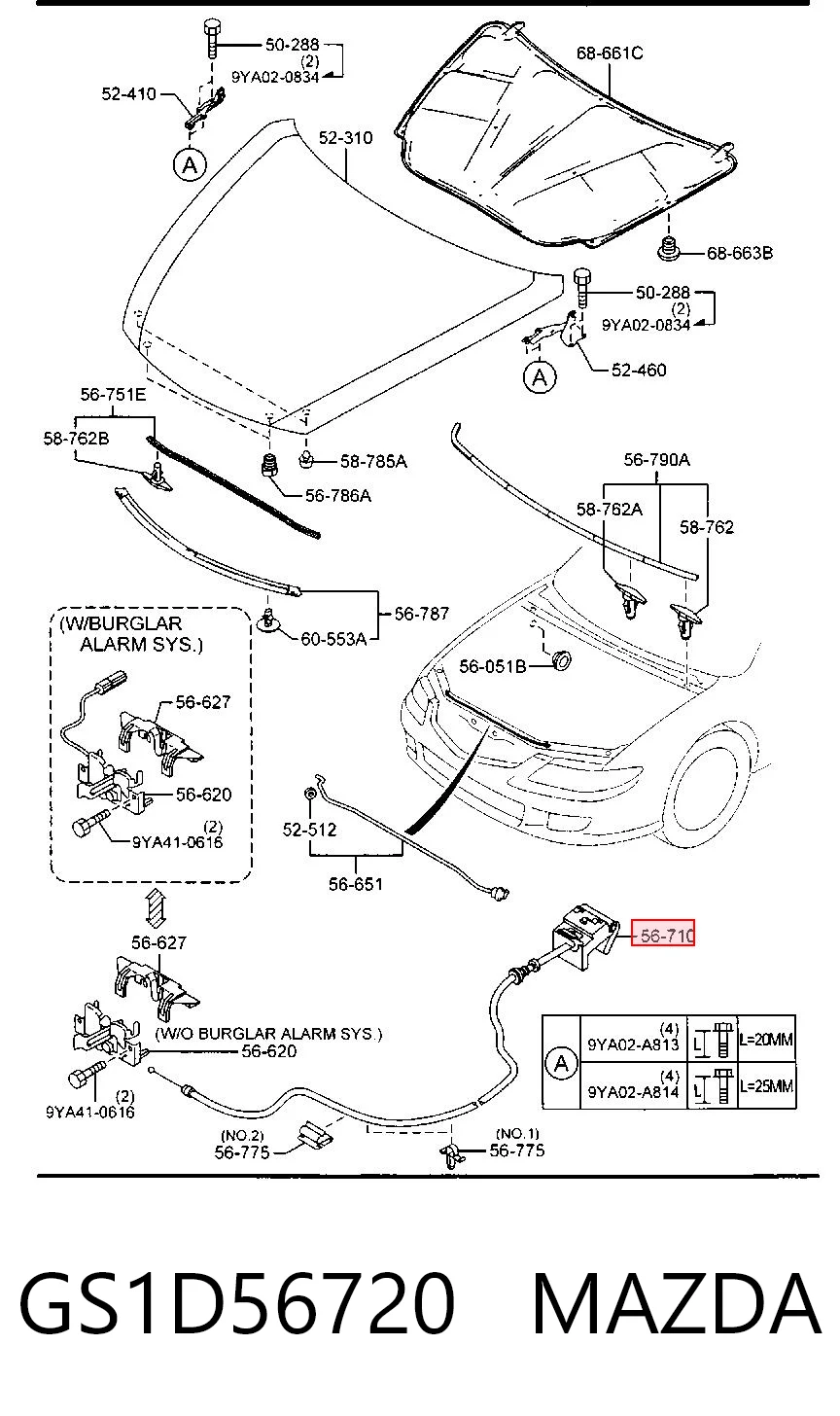 Comprar Cable de apertura del capó Mazda 6 GH a bajo precio