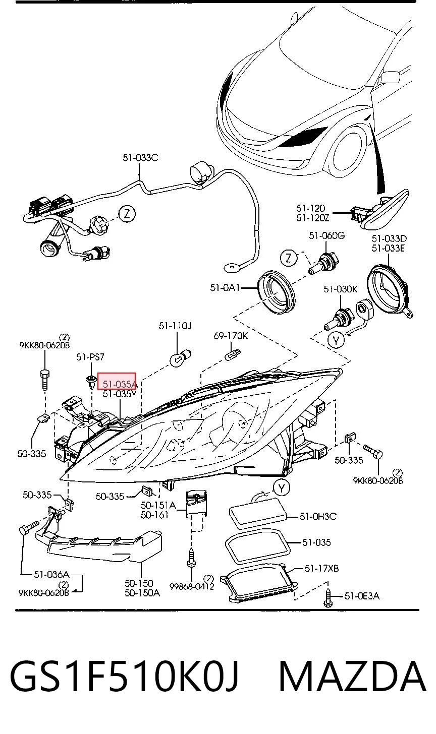 Faro delantero derecho Mazda 6 