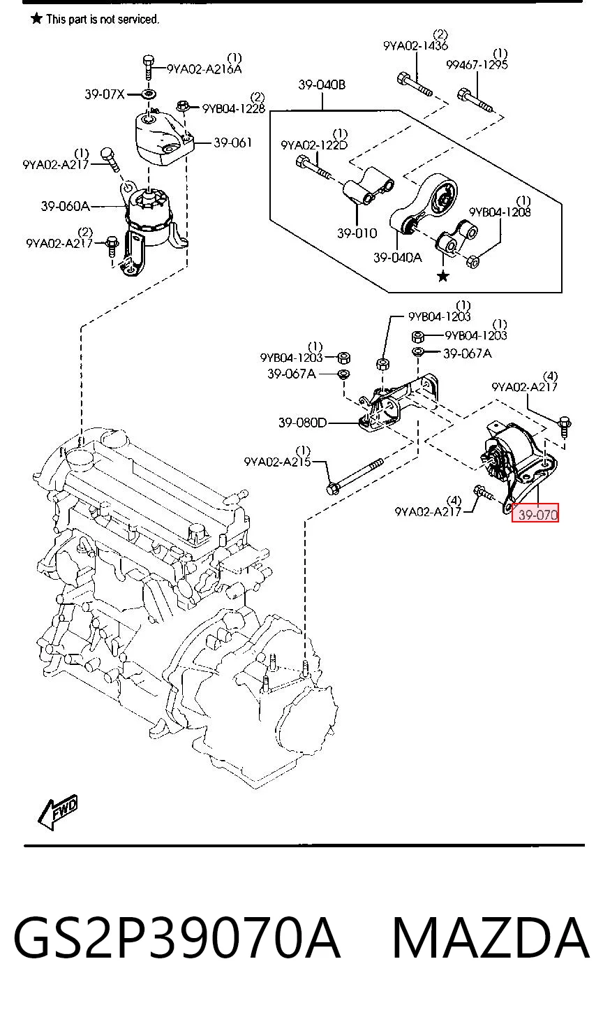 Soporte izquierdo del motor GS2P39070A MAZDA