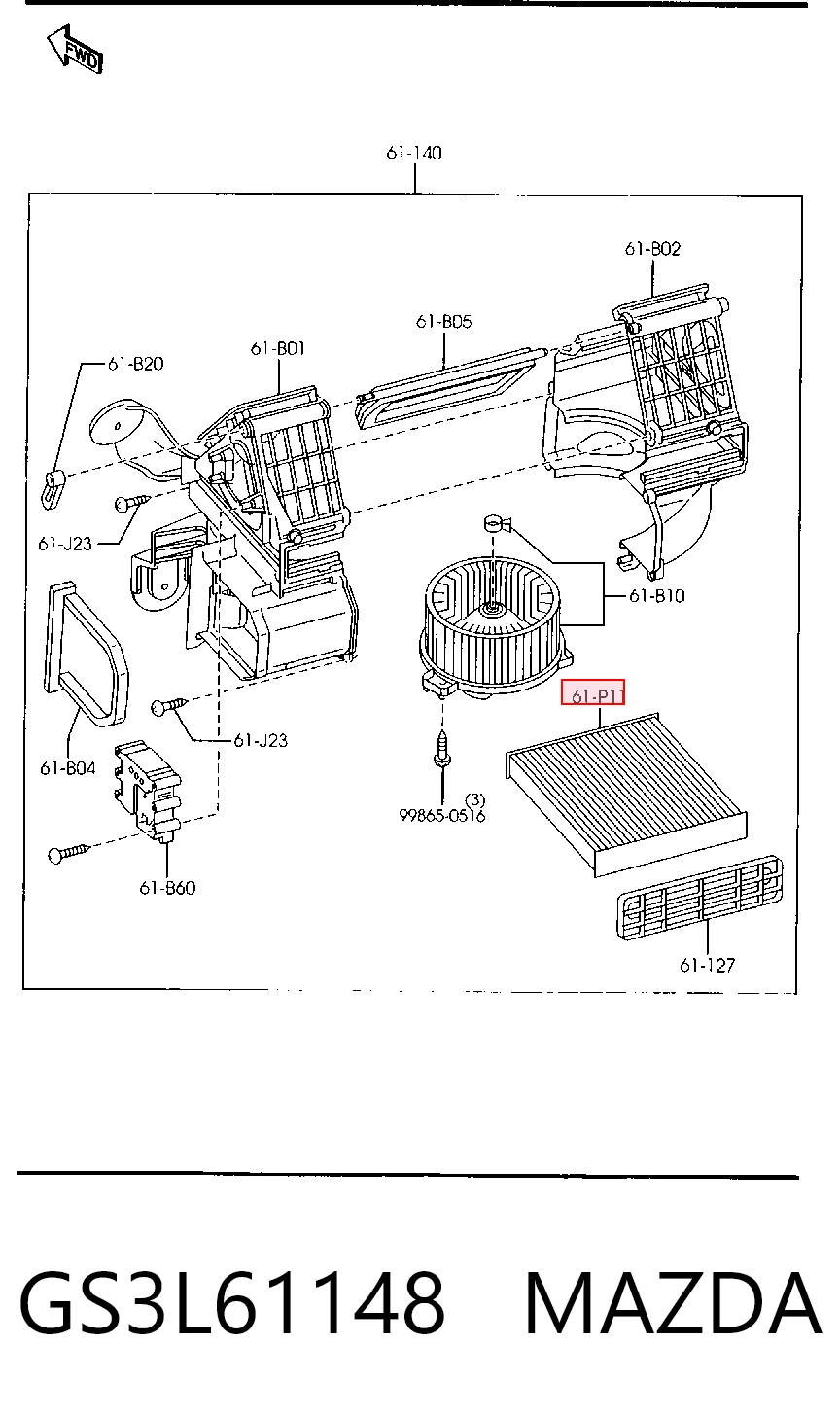 GS3L61148 Mazda Filtro antipolen
