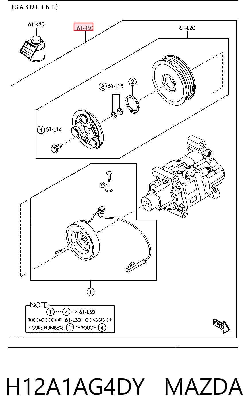 H12A1AG4DY Mazda Compresor climatizador