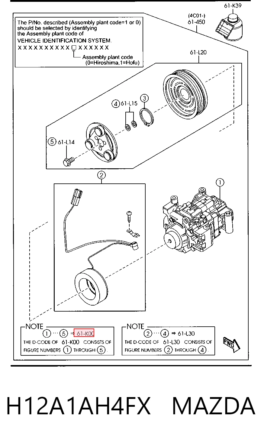 H12A1AH4FX Mazda Compresor climatizador