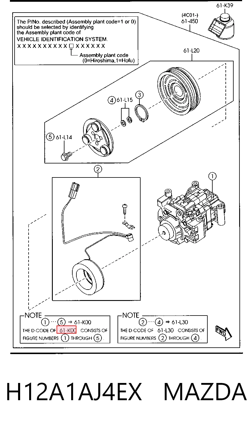 H12A1AJ4EX Mazda Compresor climatizador